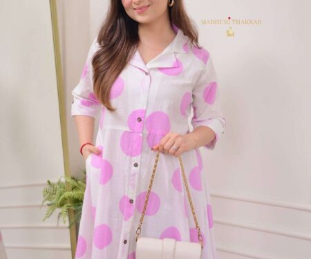 Women's Cotton Floral Printed 3/4 quarter sleeve A-Line printed kurti