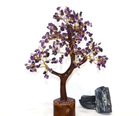 Crystal Tree Good Luck Showpiece for Home Decor Items Crystals Gemstones Bonsai Money Tree for Good Luck, Decoration Gift Item (Amethyst)