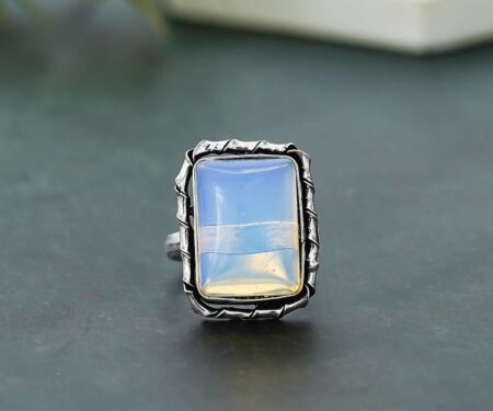 Arts Crystal Products Natural Labradorite Ring Set for Women,Vintage Joint Knuckle Stackable Rings Oval Gemstone Ring