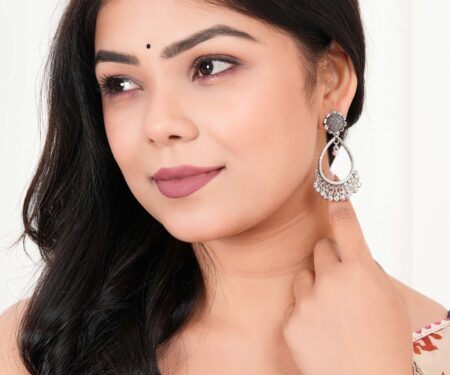 Earrings for Women Traditional Silver AZ838-OXidised Jhumka Set | German Silver Chand Baliyan & Jhumkas Earrings | Birthday & Anniversary Gift -AZ838-OX-ER34