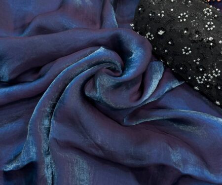 Women's Iridescent Dual-Tone Silk Saree with All-Over Sequin Embellished Blouse Piece