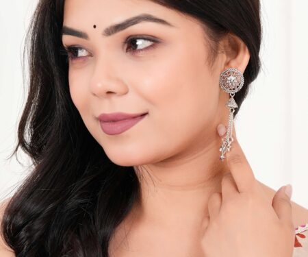 Women Traditional Silver AZ838-OXidised Jhumka Set | German Silver Chand Baliyan & Jhumkas Earrings for Women | Birthday & Anniversary Gift -AZ838-OX-ER49