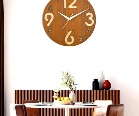Wooden Silent Non-Ticking Wall Clock for Home Stylish Latest Designer Wall Clock for Home Living Room Bedroom Office Hall