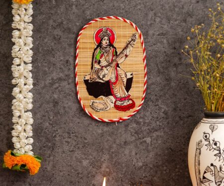 Bamboo Hand Crafted Wall Hangings Of Godess Sarwasti Ji For Home Decor