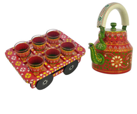 ALUMINIUM TEA KETTLE WITH 4 GLASS