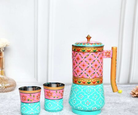 ALUMINIUM JUG WITH GLASS