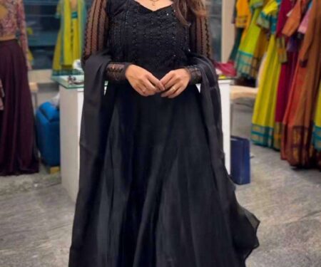 Women's Silk Heavy Embroidery Sequence Work Long Anarkali Kurti With Pant and Dupatta Set