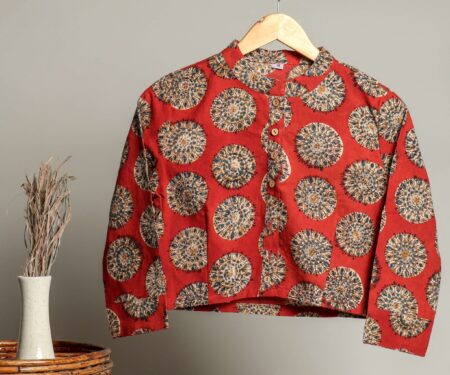 Handmade Block Print Cotton for Women ? Ethnic Floral Printed Top with Long Sleeves