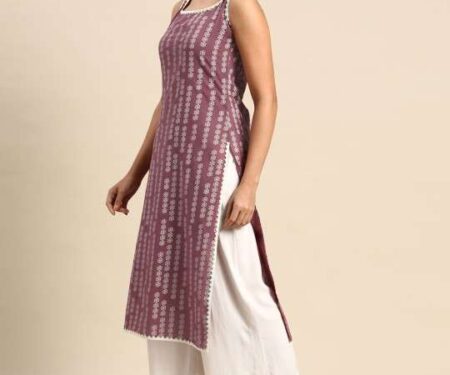 Women's Rayon Printed Straight Kurti With Pant Set