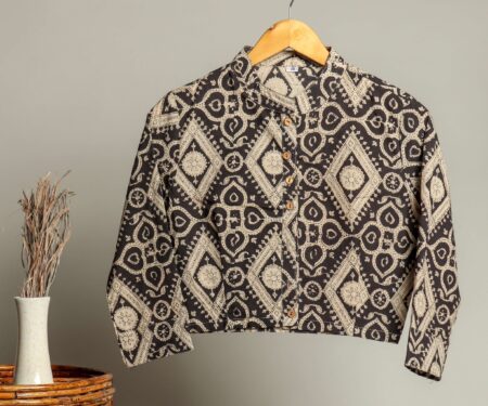 Handmade Block Print Cotton for Women ? Ethnic Floral Printed Top with Long Sleeves
