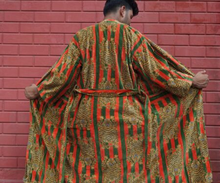 Womens Red Green Velvet Embroidered Jacket with Floral Design