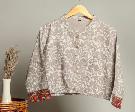Handmade Block Print Cotton for Women ? Ethnic Floral Printed Top with Long Sleeves
