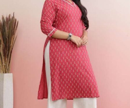 Women's Rayon Printed Straight Kurti With Pant Set