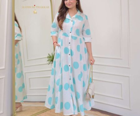 Women's Cotton Floral Printed 3/4 quarter sleeve A-Line printed kurti